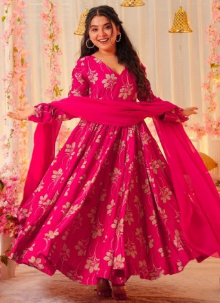 Multi Colour Rayon Designer Gown with Floral Patch Work