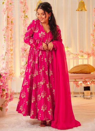 Multi Colour Rayon Designer Gown with Floral Patch Work