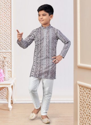 Multi Colour Rayon Digital Print and Embroidered Work Kurta Pyjama for Festival