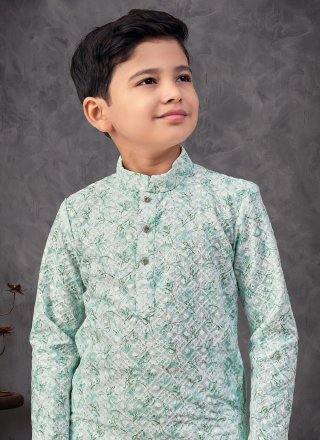 Multi Colour Rayon Digital Print and Embroidered Work Kurta Pyjama for Festival