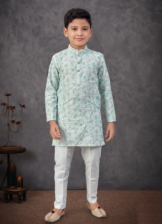 Multi Colour Rayon Digital Print and Embroidered Work Kurta Pyjama for Festival