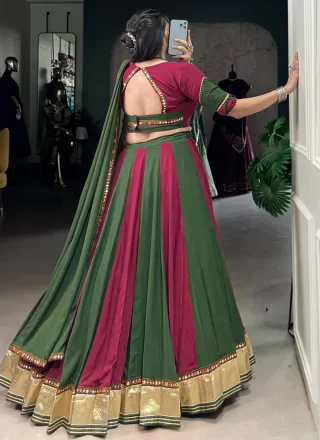 Multi Colour Rayon Fancy and Lace Work Readymade Lehenga Choli