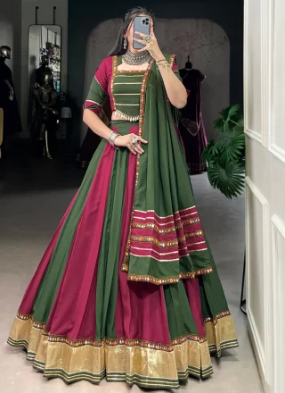 Multi Colour Rayon Fancy and Lace Work Readymade Lehenga Choli
