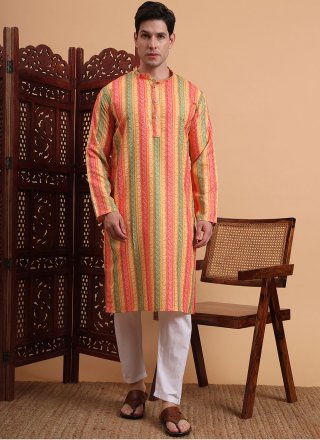 Multi Colour Rayon Print Work Kurta Mens Wear