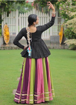 Multi Colour Rayon Readymade Lehenga Choli with Lace Work
