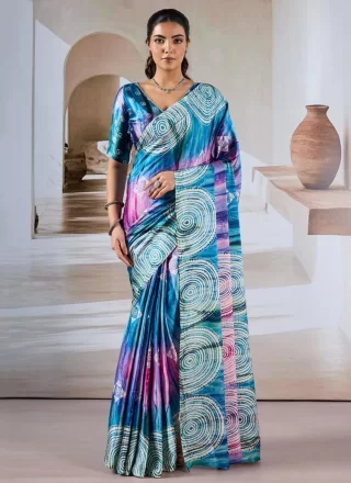 Buy Online Green Shimmer Classic Sari with Embroidered and