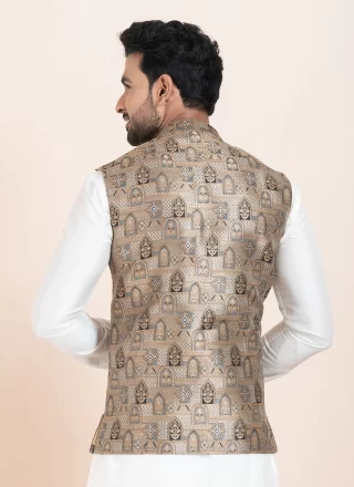 Multi Colour Silk Jacquard Work Nehru Jackets for Ceremonial
