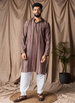 Multi Colour Silk Kurta Pyjama