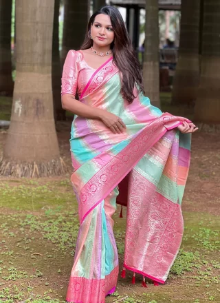 Multi Colour Silk Meenakari, Weaving and Zari Work Designer Saree