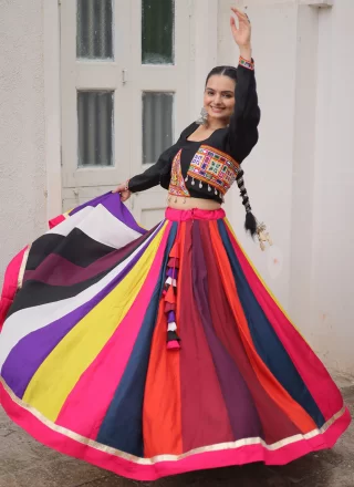 Multi Colour Silk Readymade Lehenga Choli 