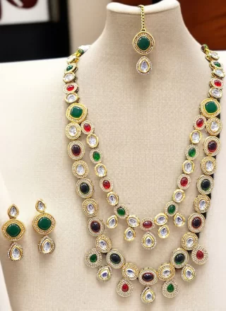 Multi Colour Stone Work Necklace Set