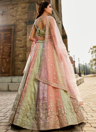 Multi Colour Tissue Lehenga Choli