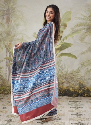 Muslin Casual Sari In Multi Colour