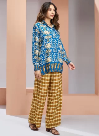 Muslin Designer Kurti In Blue