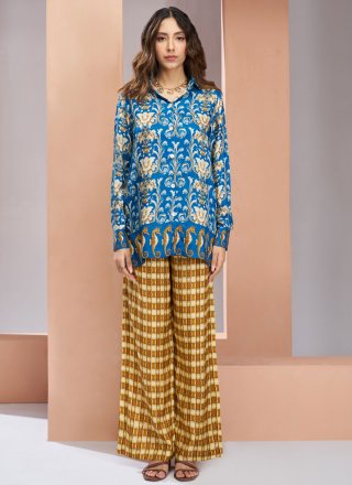 Muslin Designer Kurti In Blue