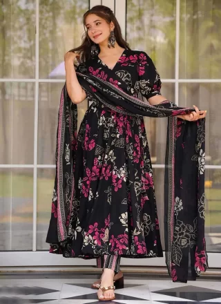 Muslin Pant Style Suit In Black