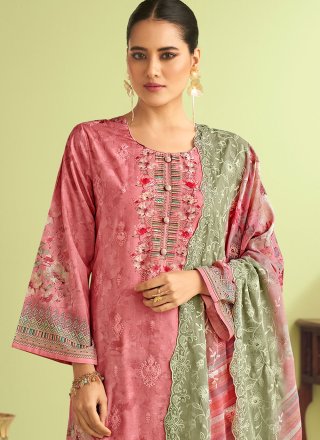 Muslin Pant Style Suit In Pink Color