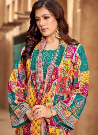 Muslin Readymade Salwar Suit with Aari, Digital Print, Hand and Mirror Work
