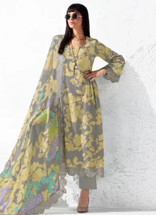 Muslin Salwar Suit In Multi Colour