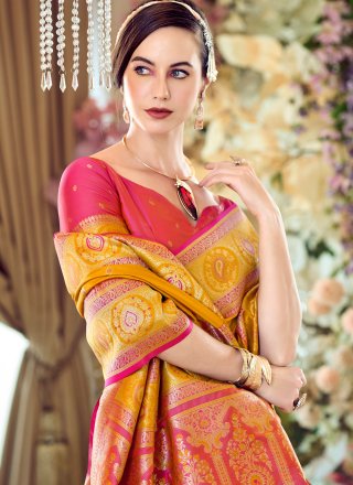 Mustard Banarasi Silk Trendy Saree