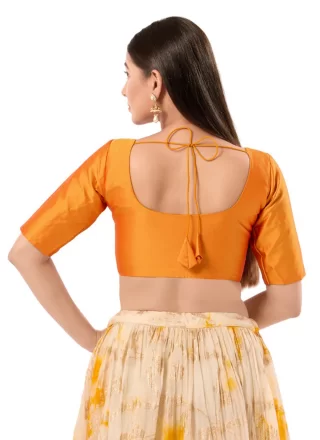 Mustard Brocade Blouse In Plain