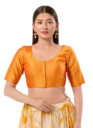 Mustard Brocade Blouse In Plain