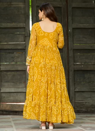 Mustard Faux Georgette Gown