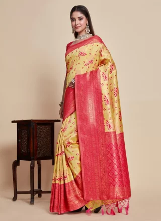 Mustard Kanjivaram Silk Classic Saree with Zari Work