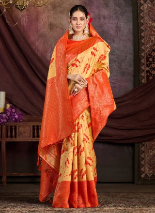 Mustard Kanjivaram Silk Classic Sari