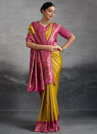 Mustard Kanjivaram Silk Designer Sari