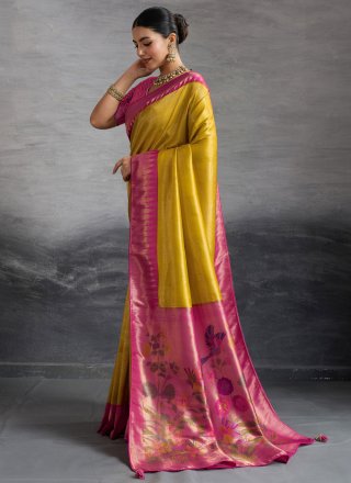 Mustard Kanjivaram Silk Designer Sari