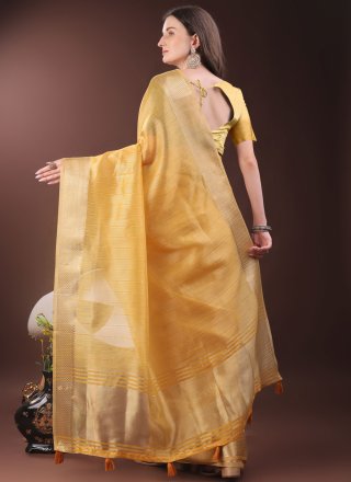 Mustard Organza Classic Sari