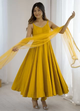ワンピース Punjabi Dress mustard yellow a 3pc embroidered-georgette-punjabi-