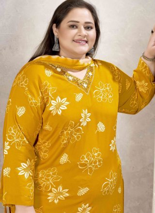 Mustard Rayon Pant Style Suit