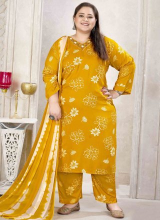 Mustard Rayon Pant Style Suit