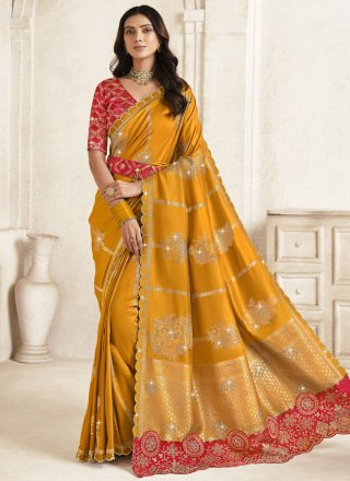 Mustard Silk Contemporary Saree