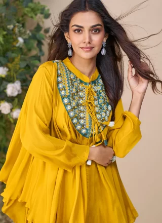 Mustard Silk Readymade Salwar Suit