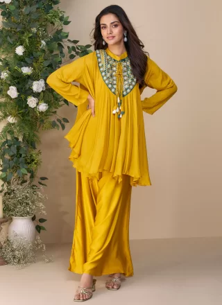 Mustard Silk Readymade Salwar Suit