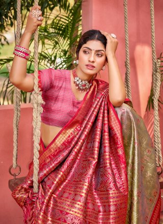 Mustard Weaving Work Kanjivaram Silk Casual Sari