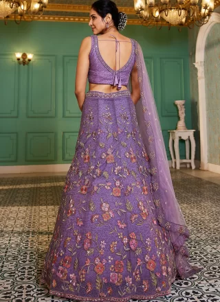 Net Bollywood Lehenga Choli with Beads and Embroidered Work