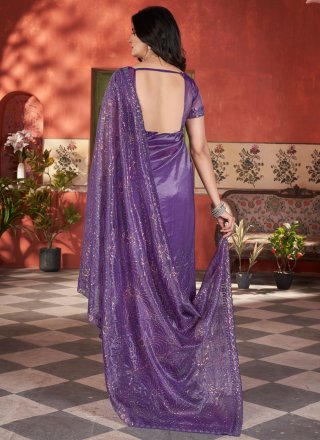 Net Classic Sari In Purple Color