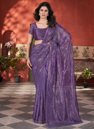 Buy Turquoise Ceremonial Contemporary Style Saree Online