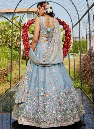 Net Lehenga Choli In Blue