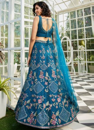 Net Lehenga Choli In Blue