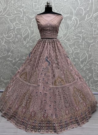 Net Lehenga Choli In Peach
