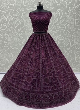 Net Lehenga Choli In Purple Colour