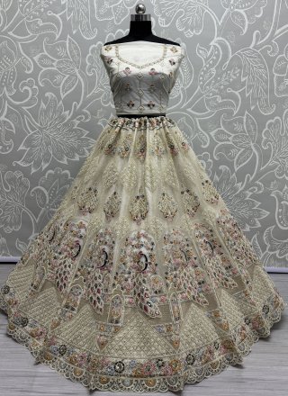 Net Lehenga Choli with Dimond, Dori, Embroidered, Multi, Sequins, Thread and Zircon Work