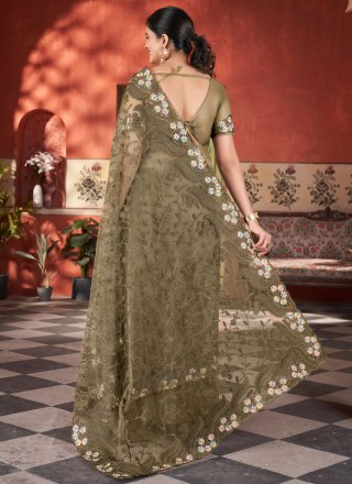 Net Traditional Saree with Embroidered and Stone Work