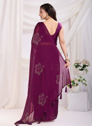 Noble Purple Silk Trendy Saree