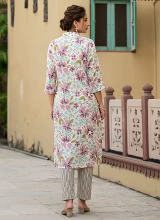 Off White Cotton Casual Kurti